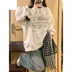 批发官图 实价 华棉复合-薄款/加绒 秋冬装加绒圆领卫衣女印花<b class='q'>宝宝</b>绒