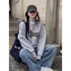 批发官图 实价 华棉复合-薄款/加绒 秋冬装加绒圆领卫衣女印花<b class='q'>宝宝</b>绒