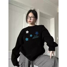 批发官图 实价 华棉复合-薄款/加绒 秋冬装加绒圆领卫衣女印花<b class='q'>宝宝</b>绒