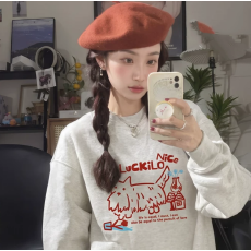 批发官图 实价 华棉复合-薄款/加绒 秋冬<b class='q'>装</b>加绒圆领卫衣女印花<b class='q'>宝宝</b>绒