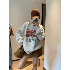 批发2026韩国 华棉复合-薄款/加绒 秋冬<b class='q'>装</b>加绒圆领卫衣女印花<b class='q'>宝宝</b>绒