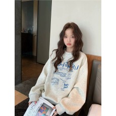 批发官图 实价 华棉复合-薄款/加绒 秋冬<b class='q'>装</b>加绒圆领卫衣女印花<b class='q'>宝宝</b>绒