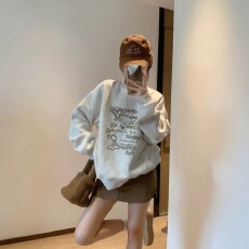 批发官图 实价 华棉复合-薄款/加绒 秋冬<b class='q'>装</b>加绒圆领卫衣女印花<b class='q'>宝宝</b>绒