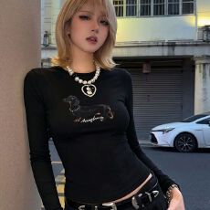 官图  莫代尔1*1随心裁260g  薄款/加绒 长袖T恤女打底衫