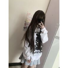 官图 21支纯棉-210克 秋装长袖T恤女宽松上衣印花