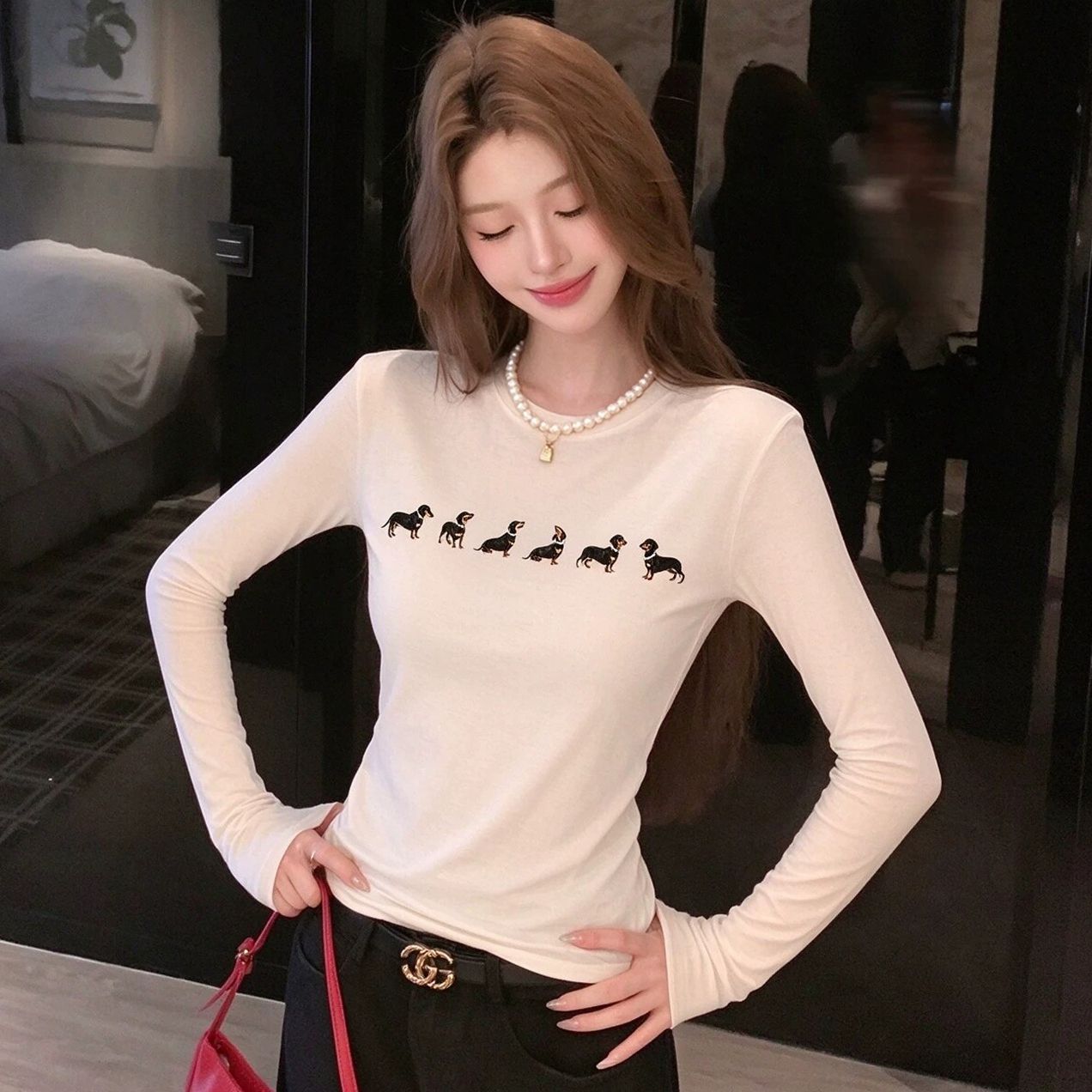 BY36760# 韩国新款莫代尔薄款/加绒长袖T恤女打底衫  服裝批發女裝批發服飾貨源