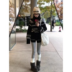 批发韩系<b class='q'>毛衣</b>套装女秋冬季小个子黑色费尔岛<b class='q'>高领</b>针织衫休闲短裤两件套