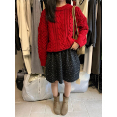 批发<b class='q'>韩版</b>秋冬新款通勤风韩国东大门简约净色麻花针织长袖圆领套头毛衣