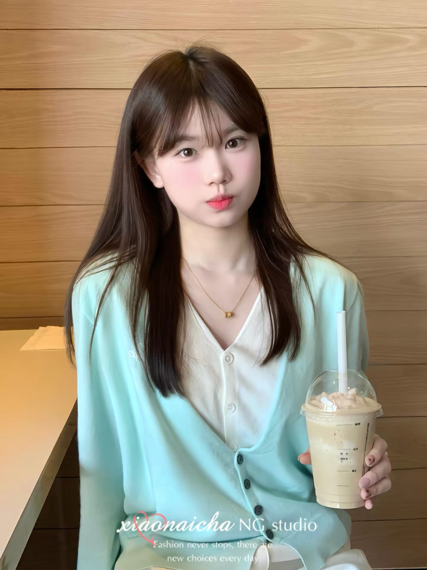 한 부서 박하 녹색 페이크 레이어드 V넥 니트 오픈 가디건 여성 봄 새로운 작은 키 루즈핏 다용도 스웨터 코트