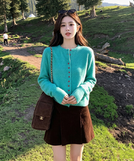 한 부서 느긋한 고급 센스 품격 외부 가져 가라. 니트 오픈 가디건 여성 가을철 착용 가져 가라. 와이드 부드러운 찹쌀 출퇴근 세련된 스웨터
