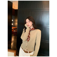 批发高级感麻花毛衣外套女针织衫2026春秋新款圆领外搭开衫秋冬上衣