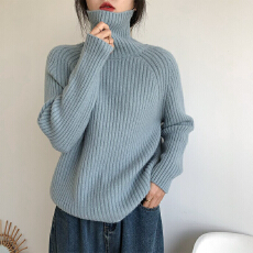 批发韩系简约<b class='q'>宽松</b>高领套头毛衣女秋冬季新款显瘦百搭针织<b class='q'>打底衫</b>上衣