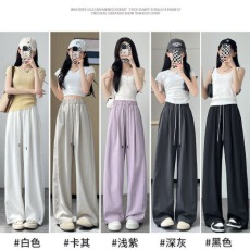 批发灰色弯刀<b class='q'>阔腿裤女</b>夏季薄款<b class='q'>高腰</b>垂感直筒宽松小个子速干冰丝山本裤