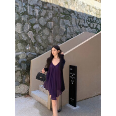 批发<b class='q'>实拍</b>实价  度假浪漫风 雪纺连衣裙露背挂脖吊带裙