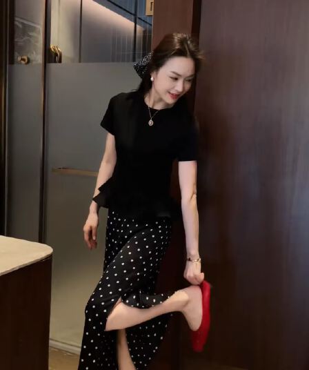 모달 섬유 편안함 부드럽다 단색 루즈핏 라운드 넥 반팔 세트