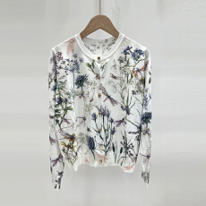 批发实拍 2026春季新款 圆领长袖针织衫外套女 印花上衣空调衫<b class='q'>防晒衫</b>