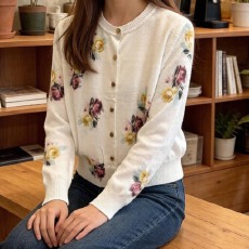批发实拍 2026秋季新款 圆领长袖针织<b class='q'>衫</b>外套女 印花上衣<b class='q'>空调</b><b class='q'>衫</b>防晒<b class='q'>衫</b>