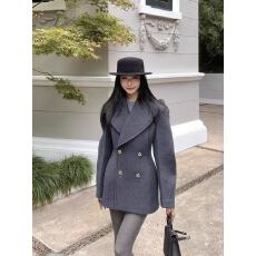 批发复古翻领沙漏腰<b class='q'>西装</b>毛呢外套女2025冬季新款高级感双排扣呢子大衣