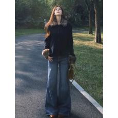 批发韩系氛围感豹纹毛领短款外套秋冬设计感<b class='q'>修身</b>短上衣