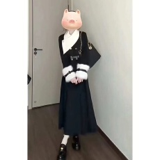 韩系富家千金小香风黑色显瘦套装裙女秋冬2025新款短外套半身长裙