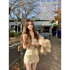 批发迟伞伞25/fw天鹅绒冬雾 冬日内搭王者 蕾丝<b class='q'>吊带</b>蝴蝶结拼纱<b class='q'>连衣裙</b>