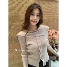 批发秋季复古温柔披肩设计感长袖显瘦针织衫女小精致<b class='q'>假两件</b><b class='q'>上衣</b>