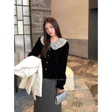 批发秋冬打底<b class='q'>衬衣</b>高级感复古气质上衣法式小个子娃娃领丝绒长袖<b class='q'>衬衫</b>女