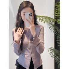 批发2025年秋季新款秋冬设计感小众甜美风紫色<b class='q'>蕾丝</b>喇叭袖短外套女