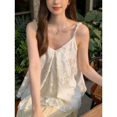 批发春季温柔风露肩花朵假两件荡领T恤小衫修身显瘦长袖上衣女