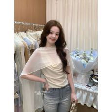 批发26年夏上新法式气质小女人荡领设计感飘带显瘦小衫无袖上衣女