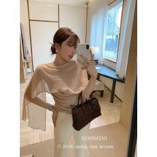 批发夏季独特别致漂亮超好看的上衣设计感气质百搭披肩飘带雪纺小衫女