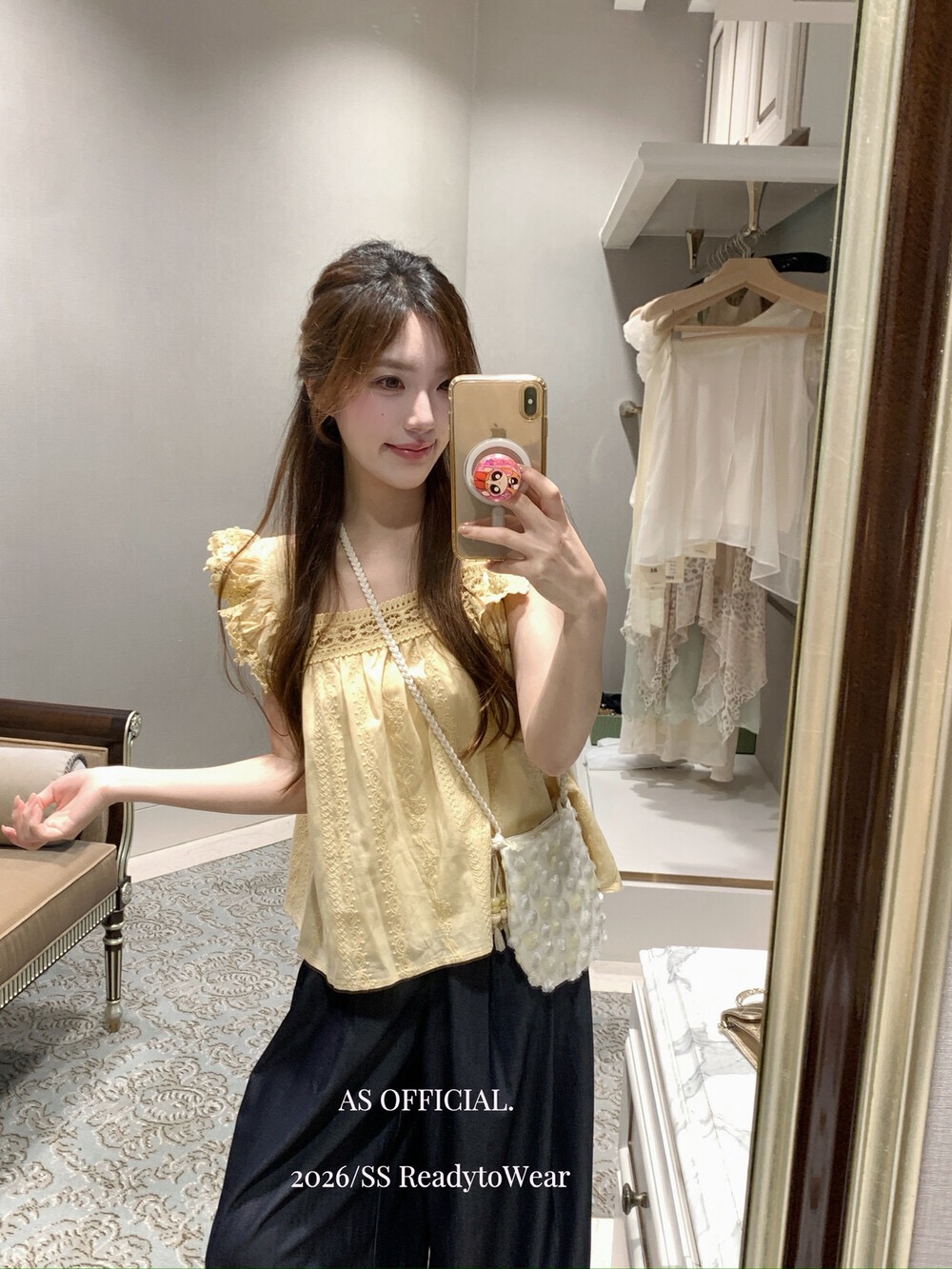프랑스식 달콤함 작은 날다 소매 레이스 레이스 여성 셔츠 디자인 센스 슬림해 보이는 다용도 Chic 자카드 광장 칼라 맨위 트렌디