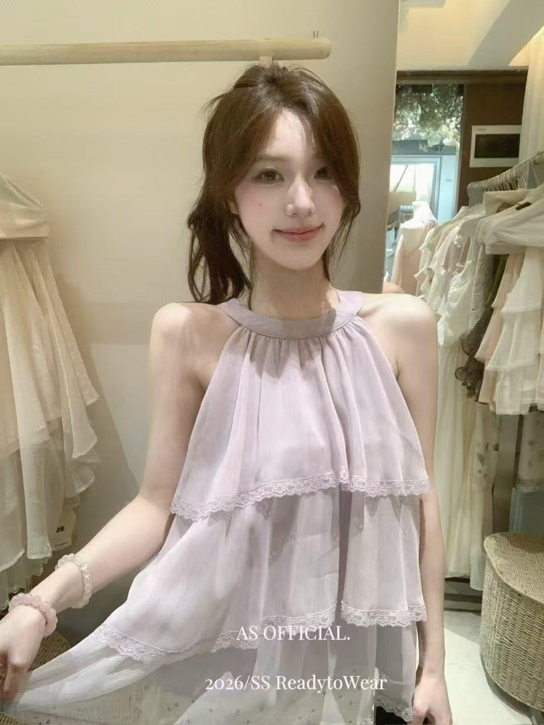 여름 도파민 태국 사람 스타일 외출용 프랑스식 고유 한 아름다운 그레이트 봐. 의류 민소매 행침 목 캐미솔