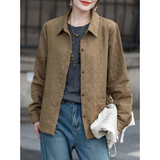 批发限价+12+小视频 翻领长袖外套春秋宽松2026纯色开衫复古夹克上衣