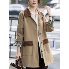 批发限价+12+小视频 休闲风衣女中长2026春秋新款拼色宽松显瘦外套