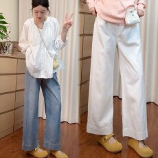 批发孕妇牛仔九分裤女美腿线2026夏季薄款外穿宽松显瘦休闲大码阔腿裤