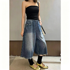 批发<b class='q'>孕妇</b><b class='q'>牛仔</b>短裤女夏季薄款外穿七分宽松显瘦休闲<b class='q'>大码</b>阔腿裤子可调节