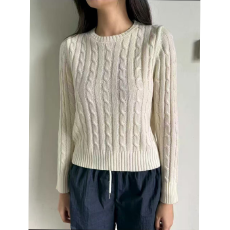 批发实拍老钱风春秋薄款纯色超柔亲肤绞花羊绒优雅圆领套头针织<b class='q'>衫</b>