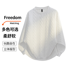 批发L-9XL大码2026秋季新款大码提花卫衣男<b class='q'>加肥</b><b class='q'>加大</b>宽松百搭打底上衣