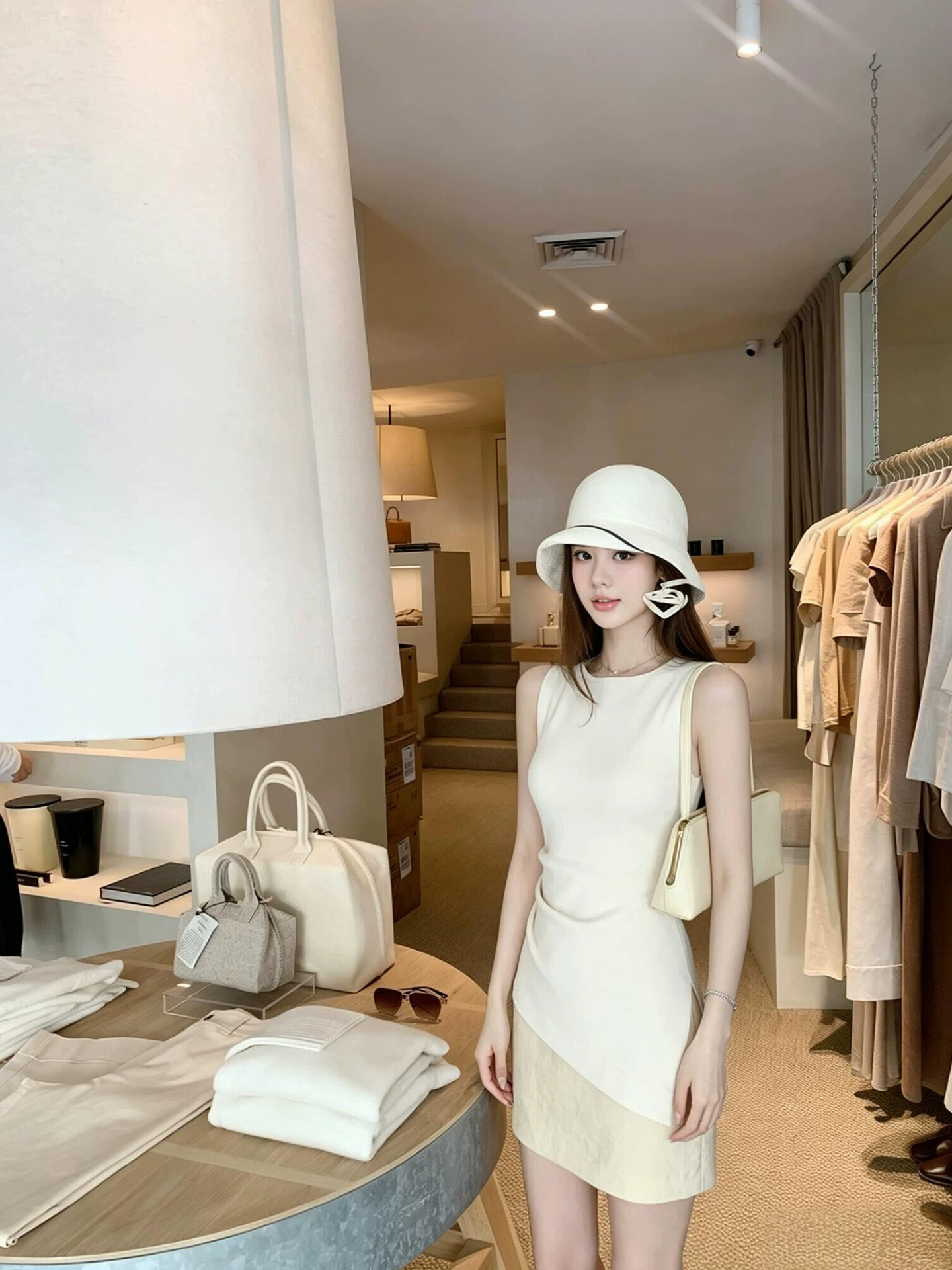 2026 슈퍼 화재 연령 감소 여름 프랑스식 디자인 센스 슬림해 보이는 불규칙 라운드 넥 핀치 Pleat 측면 트임 조끼 맨위 여성