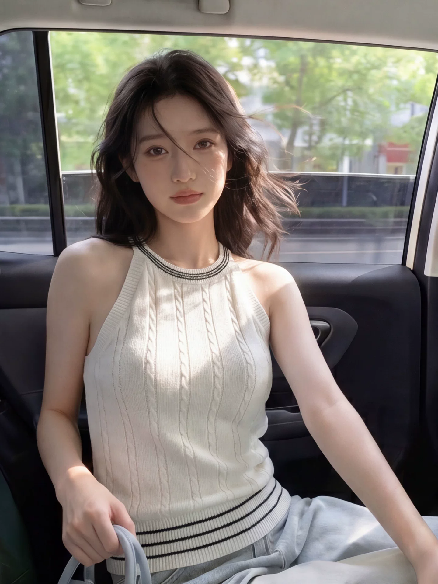 순수한 욕망 바람 라운드 넥 민소매 니트 조끼 여성 여름 디자인 센스 패션 다용도 몸매 가꾸기 슬림해 보이는 기본 셔츠 맨위