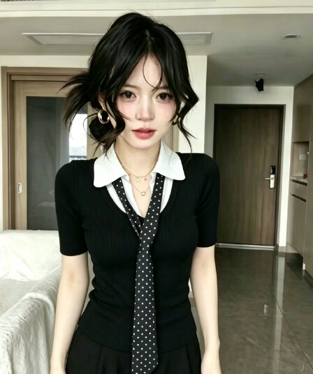 핫걸 디자인 센스 페이크 레이어드 중간 소매 순수한 욕망 바람 여름 Chic 몸매 가꾸기 슬림해 보이는 달콤함 반팔 맨위 패션