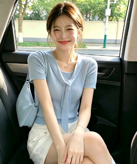 학원 스타일 파란색 페이크 레이어드 숄 반팔 얼음 실크 니트 스웨터 여성 여름 2026 슈퍼 화재 연령 감소 몸매 가꾸기 맨위