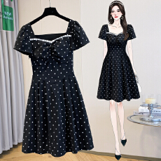 批发实拍大码女装2026夏季新款气质修身显瘦百搭波点<b class='q'>印花</b><b class='q'>连衣裙</b>