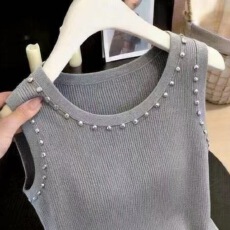 批发已出货  遮肚纽扣针织冰丝背心春夏薄款<b class='q'>吊带</b><b class='q'>打底衫</b>宽松韩系穿搭