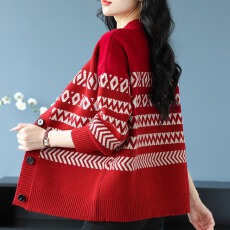 批发韩国2025年秋冬季毛衣外套女宽松慵懒风中长款V领针织开衫外搭女