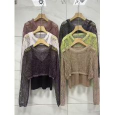 批发韩系镂空针织罩衫女短款宽松版防晒上衣叠穿内搭层次氛围感辣妹风