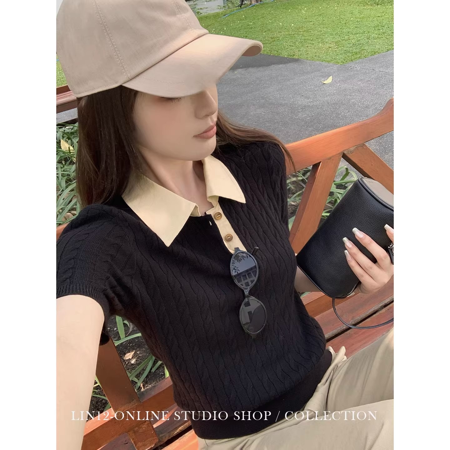 2026 새로운 레트로 꽈배기 POLO 칼라 반팔 티셔츠 여성 디자인 센스 몸매 가꾸기 슬림해 보이는 니트 풀오버 맨위 트렌디
