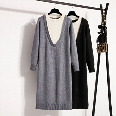 批发<b class='q'>实拍</b><b class='q'>大码</b><b class='q'>女装</b>2026秋冬新款针织连衣裙时尚显瘦拼接打底毛衣裙子女