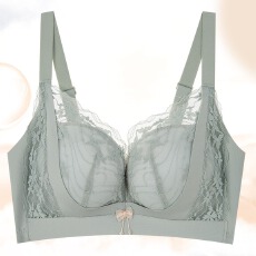 批发无侧骨调整型内衣女无钢圈小胸中厚滑滑杯蕾丝文胸聚拢收副乳胸罩
